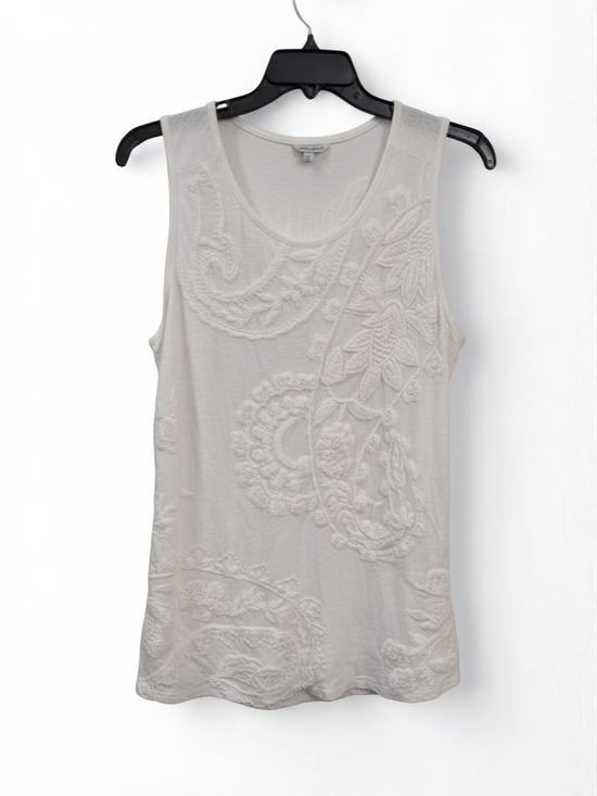 Lucky Brand Tops - Lucky Brand White Embroidered Scoop Neck Tank